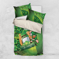 St Patrick's Day Ireland Rugby Custom Bedding Set Leprechaun Mascot Irish Shamrock Pattern - Wonder Print Shop