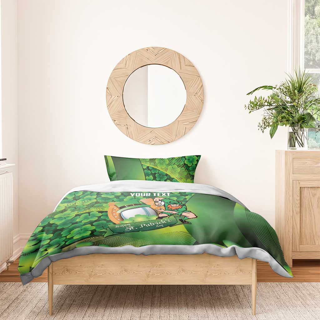 St Patrick's Day Ireland Rugby Custom Bedding Set Leprechaun Mascot Irish Shamrock Pattern - Wonder Print Shop