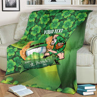 St Patrick's Day Ireland Rugby Custom Blanket Leprechaun Mascot Irish Shamrock Pattern - Wonder Print Shop
