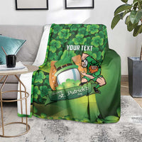 St Patrick's Day Ireland Rugby Custom Blanket Leprechaun Mascot Irish Shamrock Pattern - Wonder Print Shop