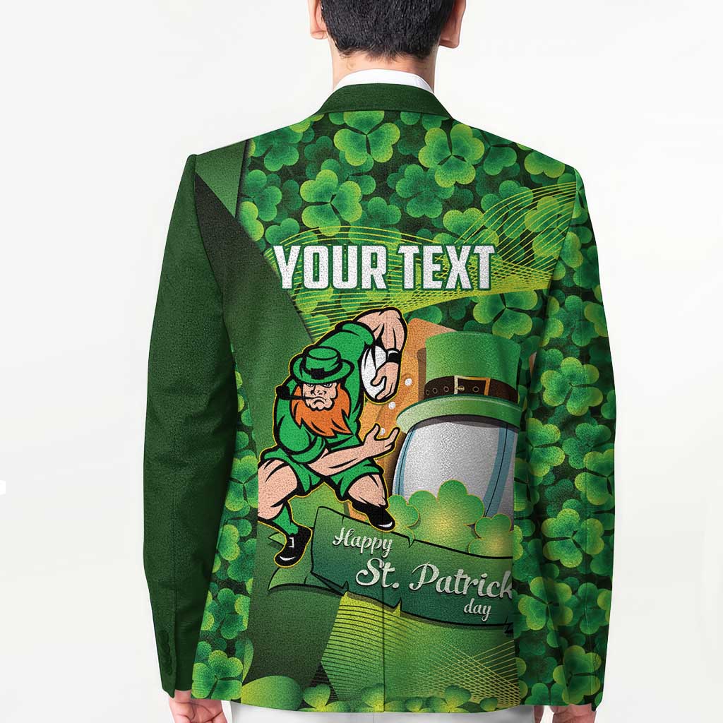 St Patrick's Day Ireland Rugby Custom Blazer Leprechaun Mascot Irish Shamrock Pattern - Wonder Print Shop