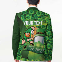 St Patrick's Day Ireland Rugby Custom Blazer Leprechaun Mascot Irish Shamrock Pattern - Wonder Print Shop