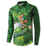 St Patrick's Day Ireland Rugby Custom Button Sweatshirt Leprechaun Mascot Irish Shamrock Pattern - Wonder Print Shop