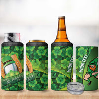 St Patrick's Day Ireland Rugby Custom 4 in 1 Can Cooler Tumbler Leprechaun Mascot Irish Shamrock Pattern - Wonder Print Shop