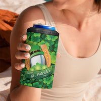 St Patrick's Day Ireland Rugby Custom 4 in 1 Can Cooler Tumbler Leprechaun Mascot Irish Shamrock Pattern - Wonder Print Shop