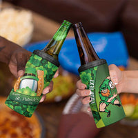 St Patrick's Day Ireland Rugby Custom 4 in 1 Can Cooler Tumbler Leprechaun Mascot Irish Shamrock Pattern - Wonder Print Shop