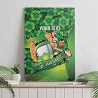St Patrick's Day Ireland Rugby Custom Canvas Wall Art Leprechaun Mascot Irish Shamrock Pattern - Wonder Print Shop