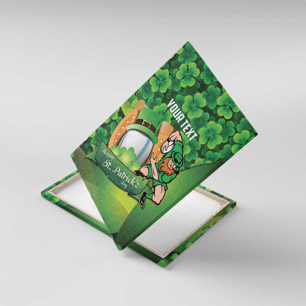St Patrick's Day Ireland Rugby Custom Canvas Wall Art Leprechaun Mascot Irish Shamrock Pattern - Wonder Print Shop