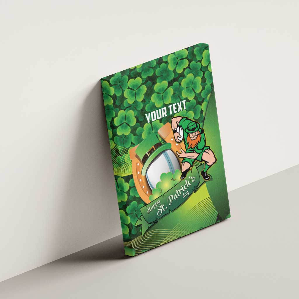 St Patrick's Day Ireland Rugby Custom Canvas Wall Art Leprechaun Mascot Irish Shamrock Pattern - Wonder Print Shop