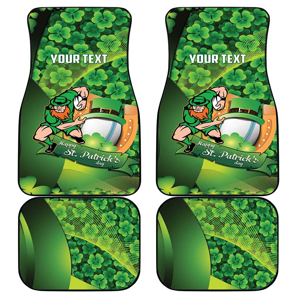 St Patrick's Day Ireland Rugby Custom Car Mats Leprechaun Mascot Irish Shamrock Pattern - Wonder Print Shop