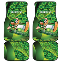 St Patrick's Day Ireland Rugby Custom Car Mats Leprechaun Mascot Irish Shamrock Pattern - Wonder Print Shop