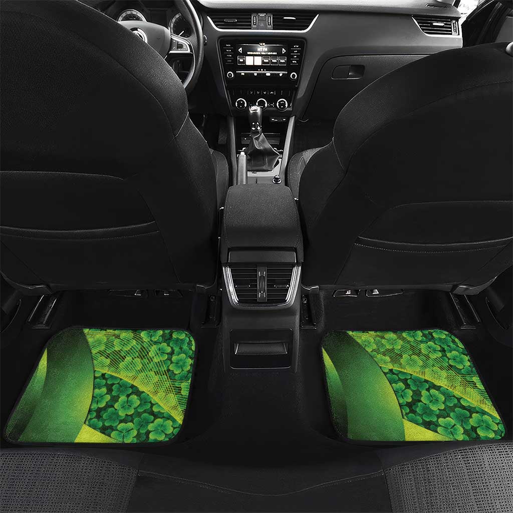 St Patrick's Day Ireland Rugby Custom Car Mats Leprechaun Mascot Irish Shamrock Pattern - Wonder Print Shop