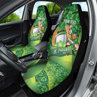 St Patrick's Day Ireland Rugby Custom Car Seat Cover Leprechaun Mascot Irish Shamrock Pattern - Wonder Print Shop