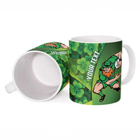 St Patrick's Day Ireland Rugby Custom Ceramic Mug Leprechaun Mascot Irish Shamrock Pattern - Wonder Print Shop