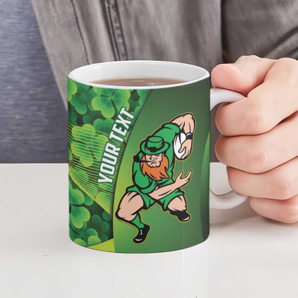 St Patrick's Day Ireland Rugby Custom Ceramic Mug Leprechaun Mascot Irish Shamrock Pattern - Wonder Print Shop