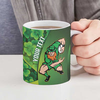 St Patrick's Day Ireland Rugby Custom Ceramic Mug Leprechaun Mascot Irish Shamrock Pattern - Wonder Print Shop