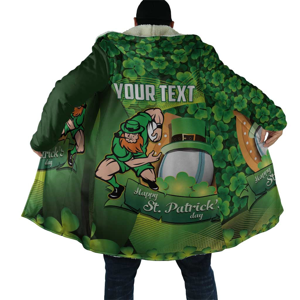 St Patrick's Day Ireland Rugby Custom Cloak Leprechaun Mascot Irish Shamrock Pattern - Wonder Print Shop
