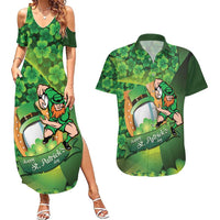 St Patrick's Day Ireland Rugby Custom Couples Matching Summer Maxi Dress and Hawaiian Shirt Leprechaun Mascot Irish Shamrock Pattern - Wonder Print Shop