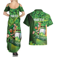 St Patrick's Day Ireland Rugby Custom Couples Matching Summer Maxi Dress and Hawaiian Shirt Leprechaun Mascot Irish Shamrock Pattern - Wonder Print Shop