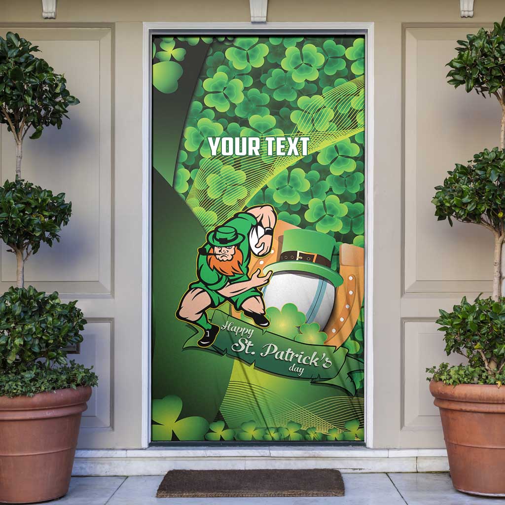 St Patrick's Day Ireland Rugby Custom Door Cover Leprechaun Mascot Irish Shamrock Pattern - Wonder Print Shop
