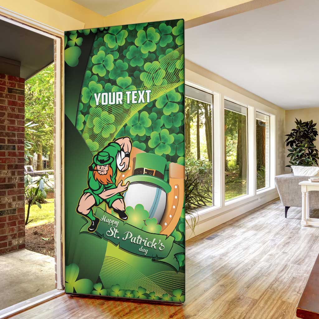 St Patrick's Day Ireland Rugby Custom Door Cover Leprechaun Mascot Irish Shamrock Pattern - Wonder Print Shop