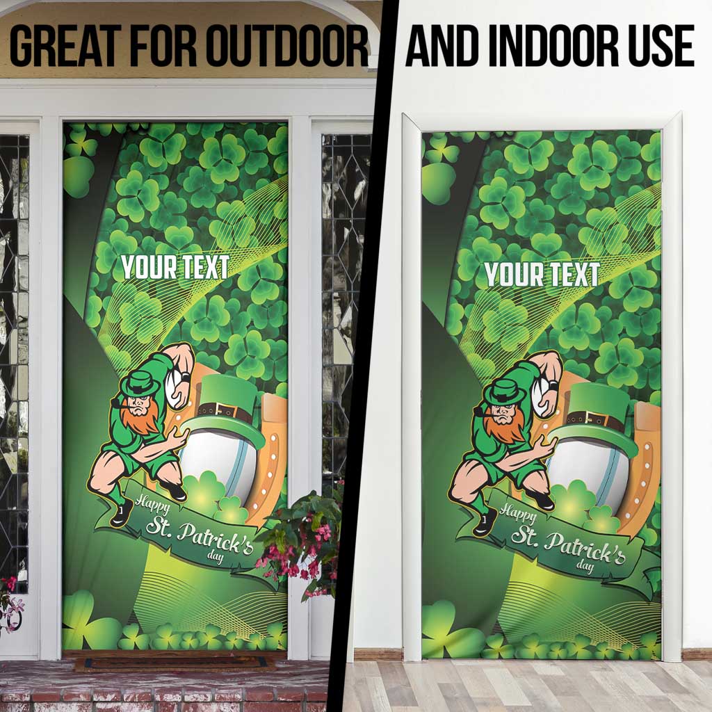 St Patrick's Day Ireland Rugby Custom Door Cover Leprechaun Mascot Irish Shamrock Pattern - Wonder Print Shop