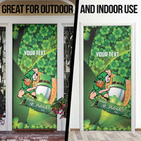 St Patrick's Day Ireland Rugby Custom Door Cover Leprechaun Mascot Irish Shamrock Pattern - Wonder Print Shop