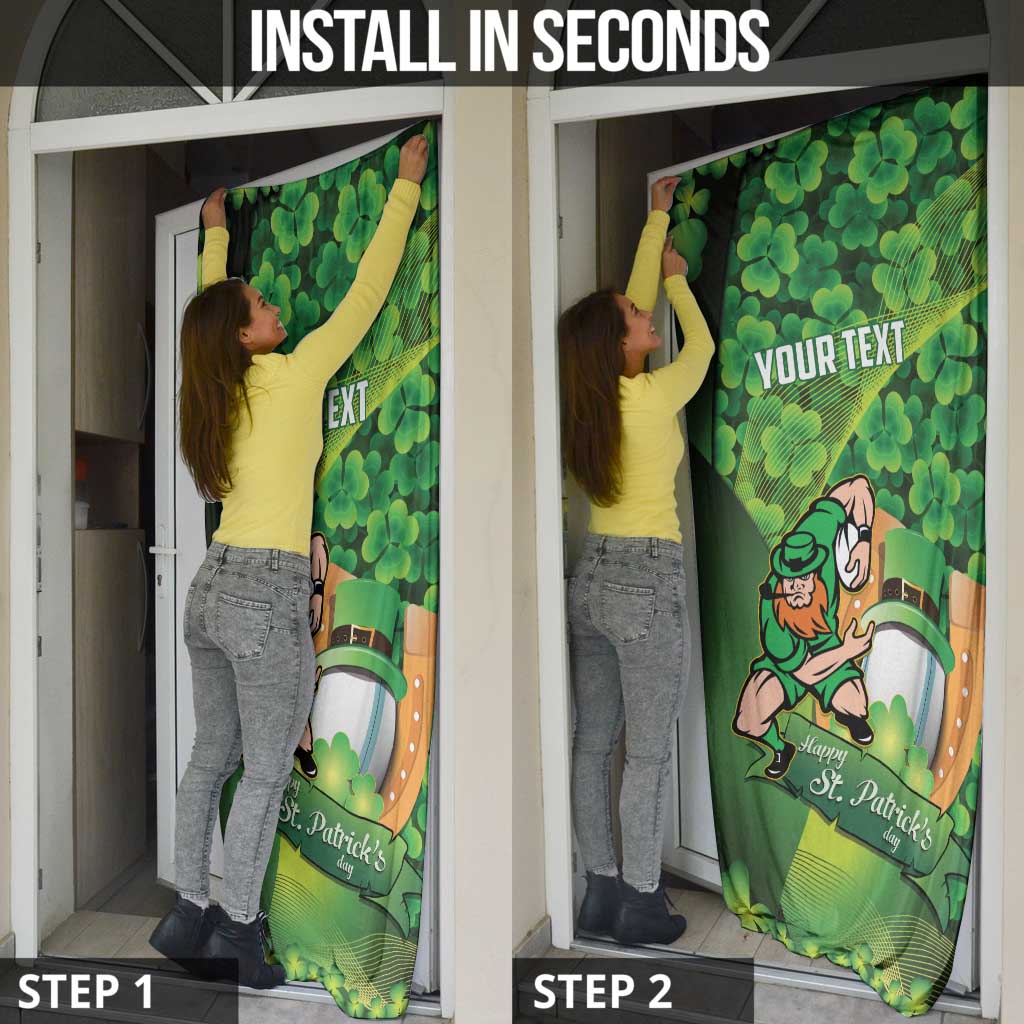 St Patrick's Day Ireland Rugby Custom Door Cover Leprechaun Mascot Irish Shamrock Pattern - Wonder Print Shop