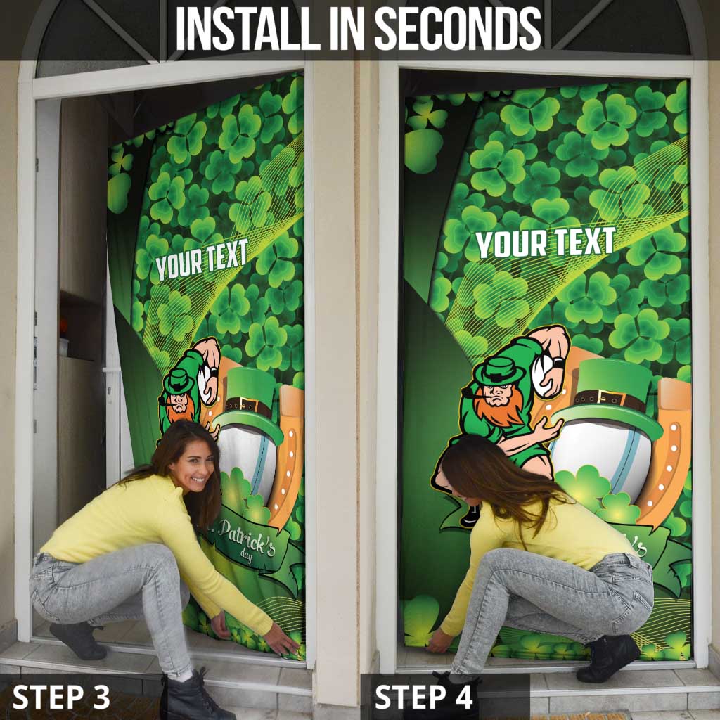 St Patrick's Day Ireland Rugby Custom Door Cover Leprechaun Mascot Irish Shamrock Pattern - Wonder Print Shop