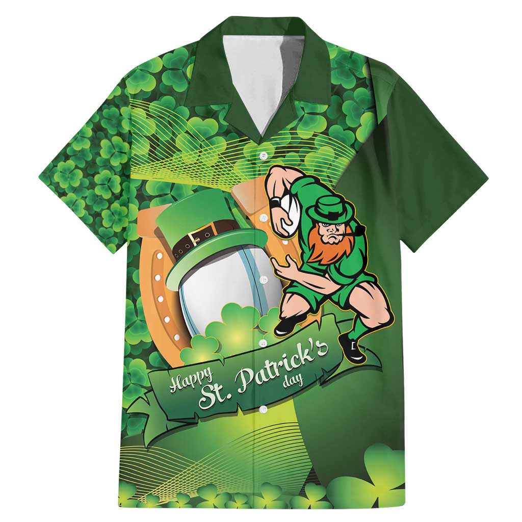 St Patrick's Day Ireland Rugby Custom Family Matching Mermaid Dress and Hawaiian Shirt Leprechaun Mascot Irish Shamrock Pattern - Wonder Print Shop