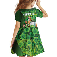 St Patrick's Day Ireland Rugby Custom Family Matching Off Shoulder Short Dress and Hawaiian Shirt Leprechaun Mascot Irish Shamrock Pattern - Wonder Print Shop