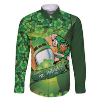 St Patrick's Day Ireland Rugby Custom Family Matching Puletasi and Hawaiian Shirt Leprechaun Mascot Irish Shamrock Pattern - Wonder Print Shop