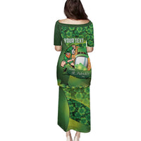 St Patrick's Day Ireland Rugby Custom Family Matching Puletasi and Hawaiian Shirt Leprechaun Mascot Irish Shamrock Pattern - Wonder Print Shop