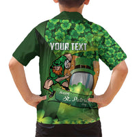 St Patrick's Day Ireland Rugby Custom Family Matching Short Sleeve Bodycon Dress and Hawaiian Shirt Leprechaun Mascot Irish Shamrock Pattern - Wonder Print Shop