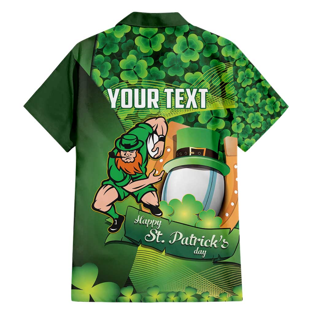 St Patrick's Day Ireland Rugby Custom Family Matching Short Sleeve Bodycon Dress and Hawaiian Shirt Leprechaun Mascot Irish Shamrock Pattern - Wonder Print Shop