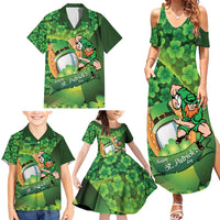St Patrick's Day Ireland Rugby Custom Family Matching Summer Maxi Dress and Hawaiian Shirt Leprechaun Mascot Irish Shamrock Pattern - Wonder Print Shop