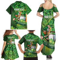 St Patrick's Day Ireland Rugby Custom Family Matching Summer Maxi Dress and Hawaiian Shirt Leprechaun Mascot Irish Shamrock Pattern - Wonder Print Shop