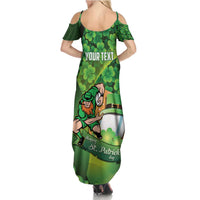 St Patrick's Day Ireland Rugby Custom Family Matching Summer Maxi Dress and Hawaiian Shirt Leprechaun Mascot Irish Shamrock Pattern - Wonder Print Shop