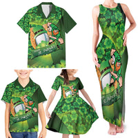 St Patrick's Day Ireland Rugby Custom Family Matching Tank Maxi Dress and Hawaiian Shirt Leprechaun Mascot Irish Shamrock Pattern - Wonder Print Shop