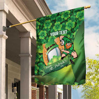 St Patrick's Day Ireland Rugby Custom Garden Flag Leprechaun Mascot Irish Shamrock Pattern - Wonder Print Shop