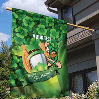St Patrick's Day Ireland Rugby Custom Garden Flag Leprechaun Mascot Irish Shamrock Pattern - Wonder Print Shop