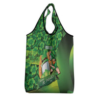 St Patrick's Day Ireland Rugby Custom Grocery Bag Leprechaun Mascot Irish Shamrock Pattern - Wonder Print Shop