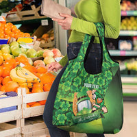 St Patrick's Day Ireland Rugby Custom Grocery Bag Leprechaun Mascot Irish Shamrock Pattern - Wonder Print Shop