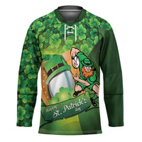 St Patrick's Day Ireland Rugby Custom Hockey Jersey Leprechaun Mascot Irish Shamrock Pattern - Wonder Print Shop