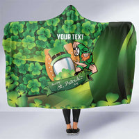St Patrick's Day Ireland Rugby Custom Hooded Blanket Leprechaun Mascot Irish Shamrock Pattern - Wonder Print Shop