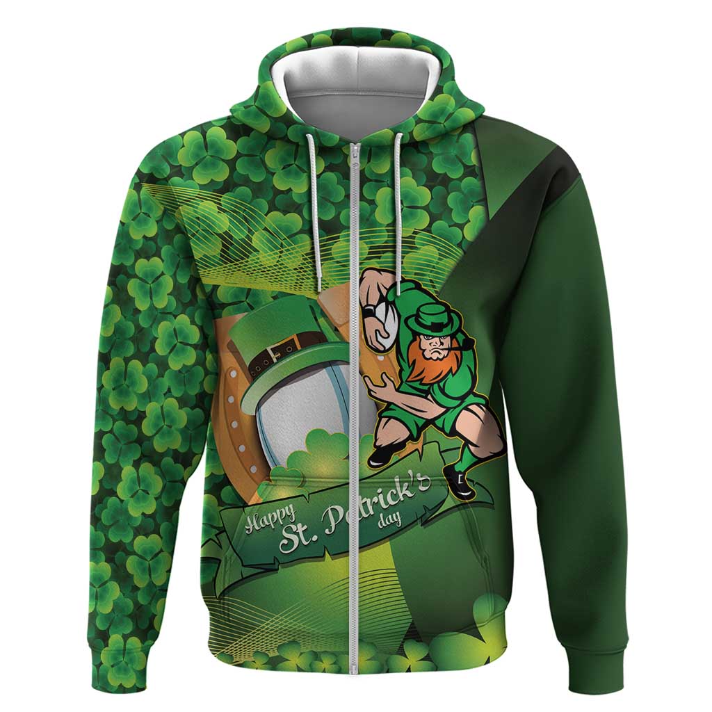 St Patrick's Day Ireland Rugby Custom Hoodie Leprechaun Mascot Irish Shamrock Pattern - Wonder Print Shop