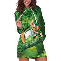 St Patrick's Day Ireland Rugby Custom Hoodie Dress Leprechaun Mascot Irish Shamrock Pattern - Wonder Print Shop