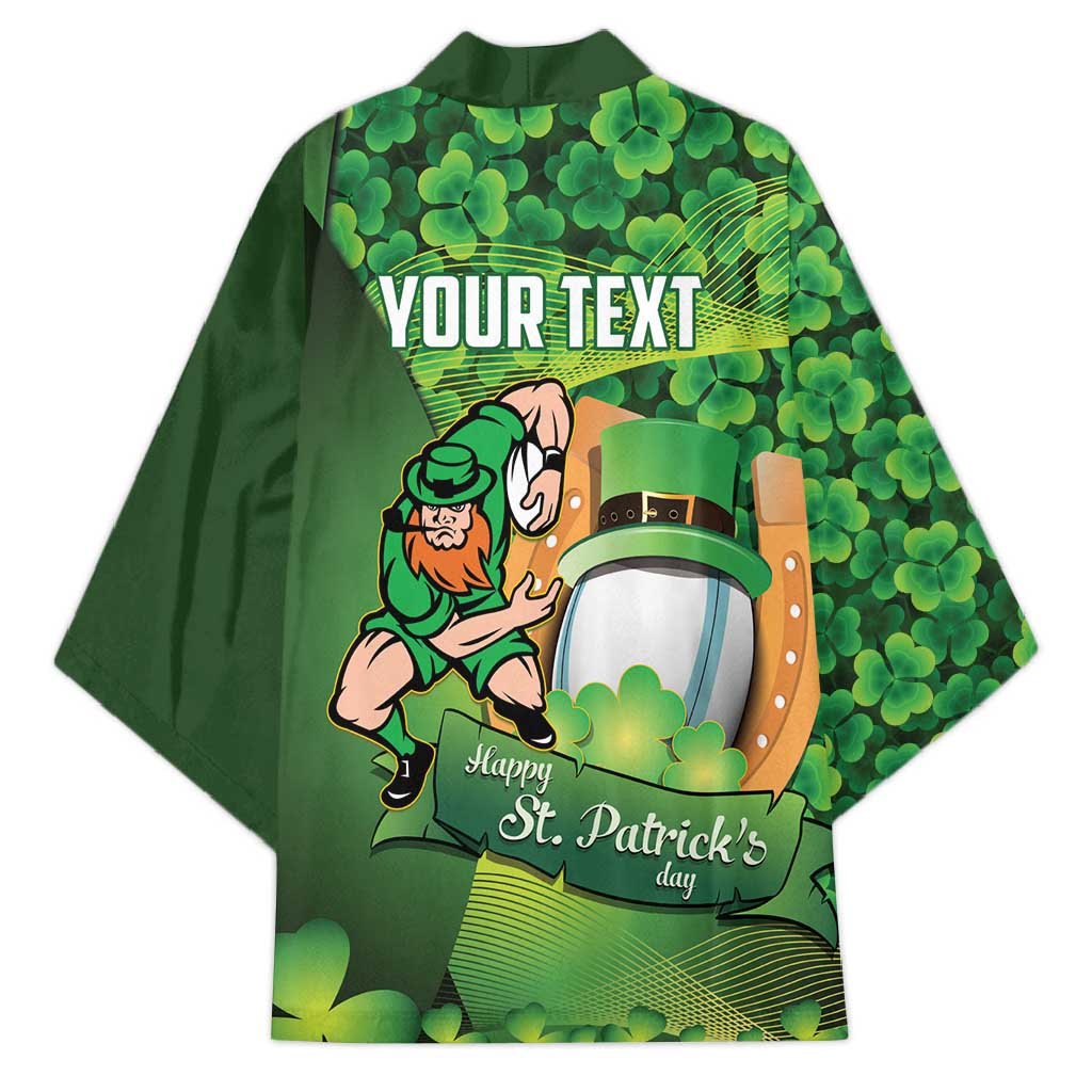 St Patrick's Day Ireland Rugby Custom Kimono Leprechaun Mascot Irish Shamrock Pattern - Wonder Print Shop