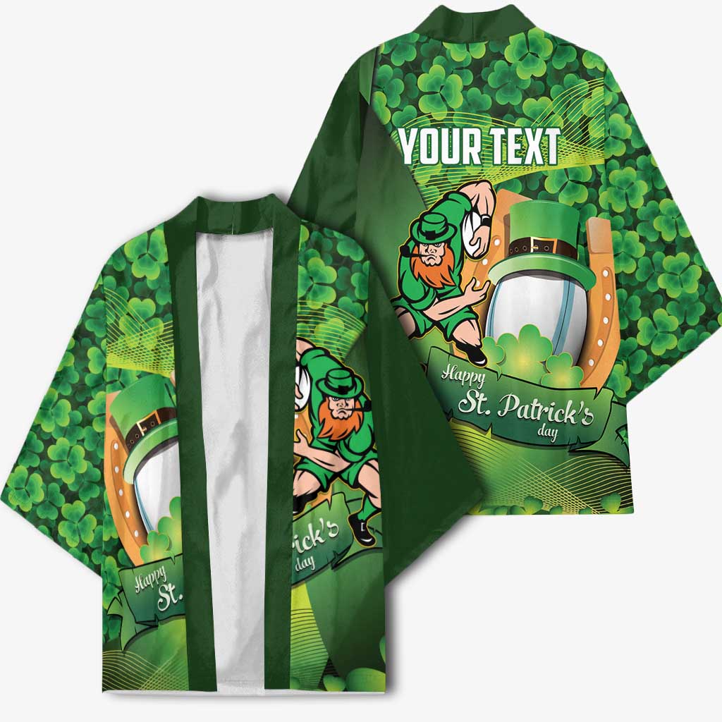 St Patrick's Day Ireland Rugby Custom Kimono Leprechaun Mascot Irish Shamrock Pattern - Wonder Print Shop