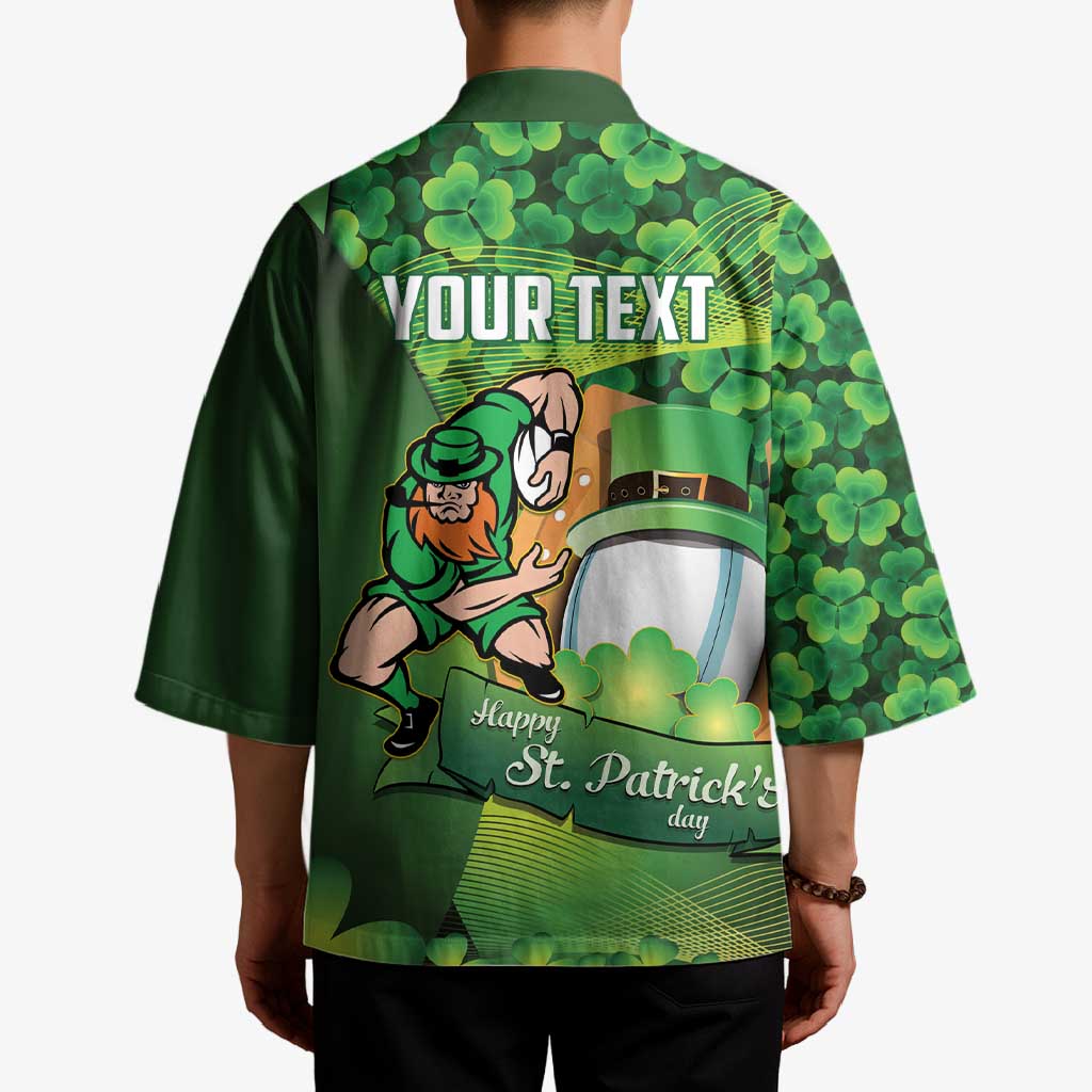 St Patrick's Day Ireland Rugby Custom Kimono Leprechaun Mascot Irish Shamrock Pattern - Wonder Print Shop